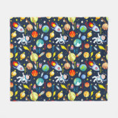 Astronaut Naam toevoegen Ruimteschip Planeten Blas Fleece Deken (Voorkant (Horizontaal))