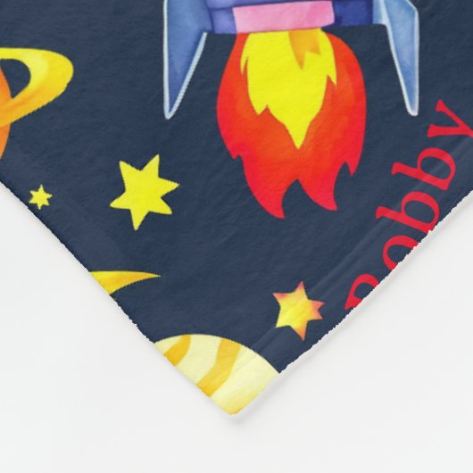 Astronaut Naam toevoegen Ruimteschip Planeten Blas Fleece Deken (Hoek)
