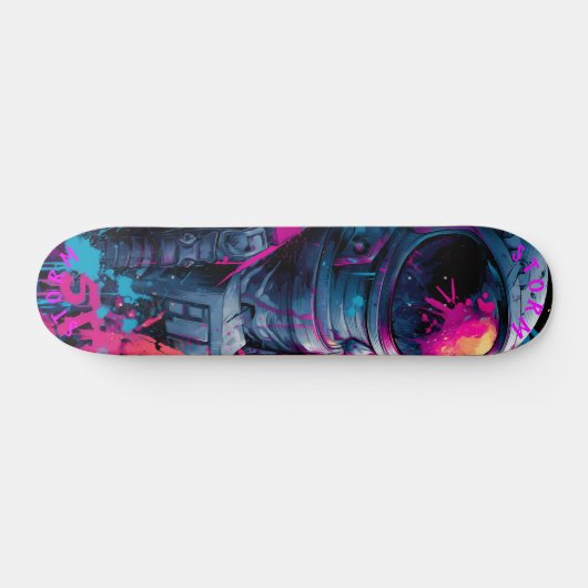 Astronaut Neon Graffiti Art – Limited Edition Persoonlijk Skateboard (Horizontaal)
