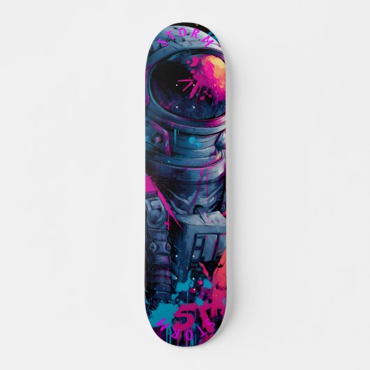 Astronaut Neon Graffiti Art – Limited Edition Persoonlijk Skateboard (Voorkant)