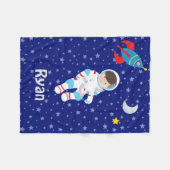 Astronaut Night Sky Moon Star Rocket Fleece Deken (Voorkant (Horizontaal))