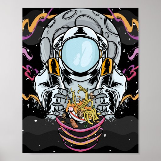 Astronaut Noodle Break in de ruimte Poster (Voorkant)