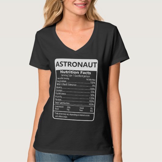 Astronaut Nutrition Facts Sarcastic Graphic T-shirt (Voorkant)
