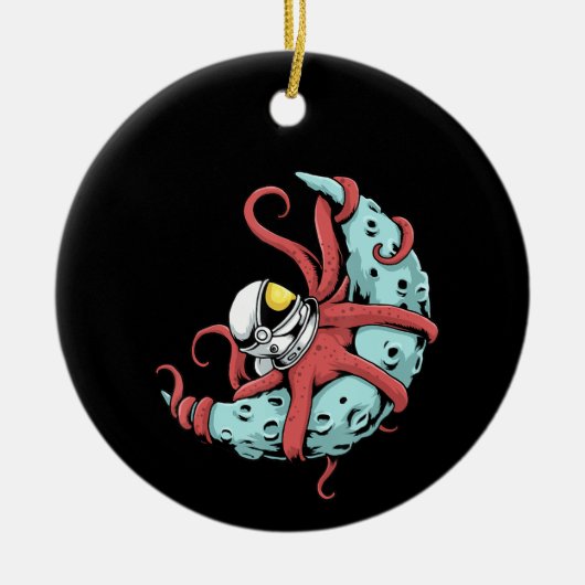 Astronaut Octopus Kraken Squid Space Astronomie Keramisch Ornament (Voorkant)