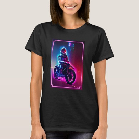 Astronaut On A Motorcycle   Space and Science Fict T-shirt (Voorkant)