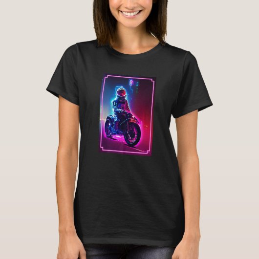 Astronaut On A Motorcycle Space and Science Ficti T-shirt (Voorkant)