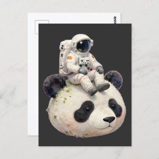 Astronaut on a Space Panda Surreal Weird and Fun Briefkaart