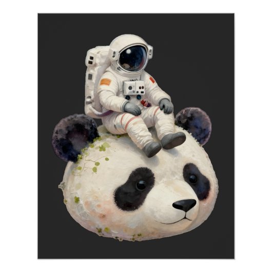 Astronaut on a Space Panda Surreal Weird and Fun Perfect Poster (Voorkant)