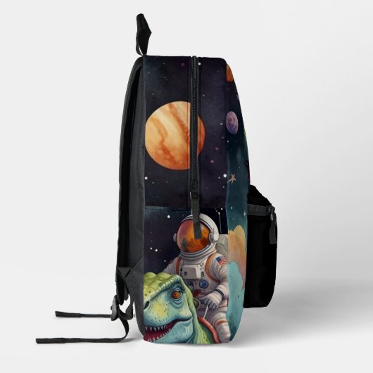 Astronaut on Dino in Space Bedrukte Rugzak (Links)