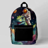 Astronaut on Dino in Space Bedrukte Rugzak