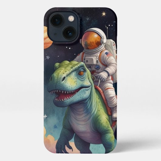 Astronaut on Dino in Space iPhone Hoesje (Achterkant)