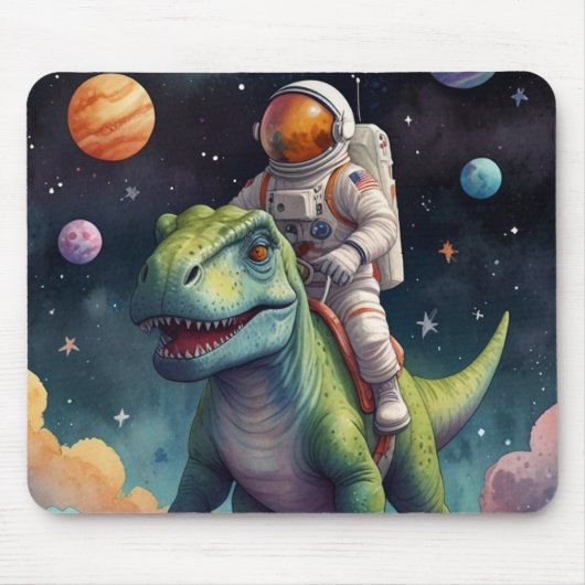 Astronaut on Dino in Space Muismat (Voorkant)