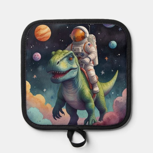 Astronaut on Dino in Space Pannenlap (Voorkant)