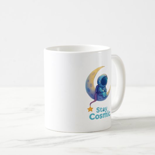 Astronaut on Moon Mug – Stay Cosmic Space Gift Koffiemok (Voorkant rechts)