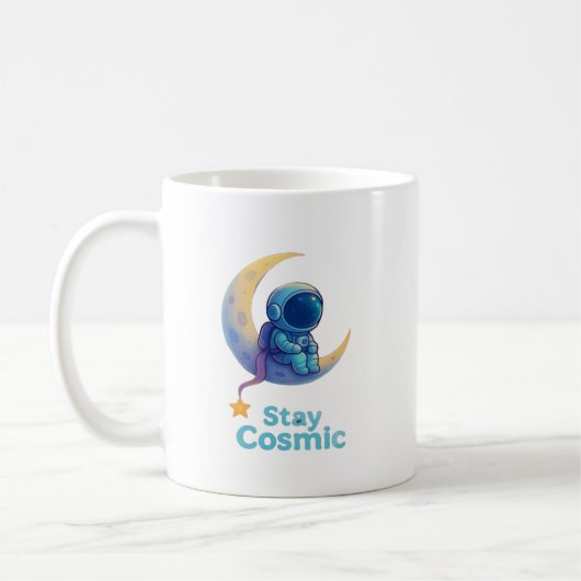 Astronaut on Moon Mug – Stay Cosmic Space Gift Koffiemok (Links)
