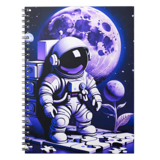 Astronaut on top of a puzzle notitieboek