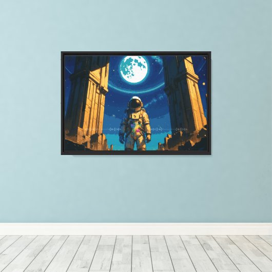 Astronaut onder de Hemelse Poort Canvas Afdruk (Insitu (Houten vloer))