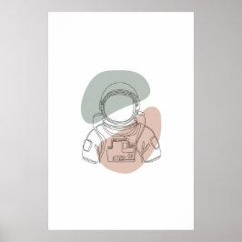 Astronaut One Line Art Poster