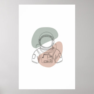 Astronaut One Line Art Poster