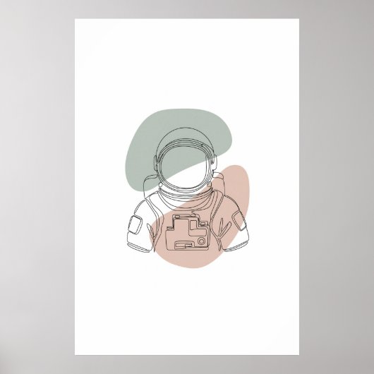 Astronaut One Line Art Poster (Voorkant)