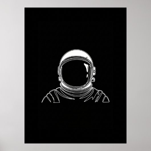 Astronaut One Line Art Print (Voorkant)