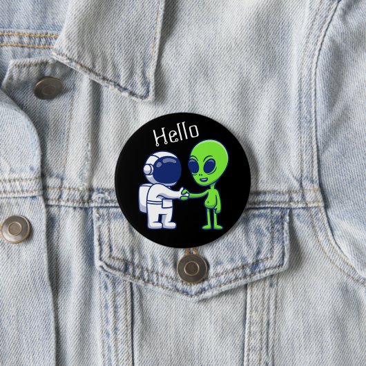 Astronaut ontmoet Alien Button (In situ)