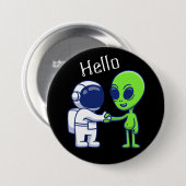 Astronaut Ontmoet Alien Knop Ronde Button 7,6 Cm (Voorkant /achterkant)
