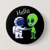 Astronaut Ontmoet Alien Knop Ronde Button 7,6 Cm (Voorkant)