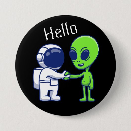 Astronaut Ontmoet Alien Knop Ronde Button 7,6 Cm (Voorkant)