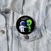 Astronaut Ontmoet Alien Knop Ronde Button 7,6 Cm (In situ)