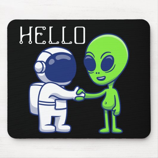 Astronaut ontmoet Alien Mousepad Muismat (Voorkant)