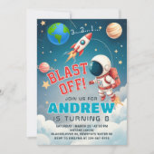 Astronaut ontploft van verjaardagsfeest in de ruim kaart (Voorkant)