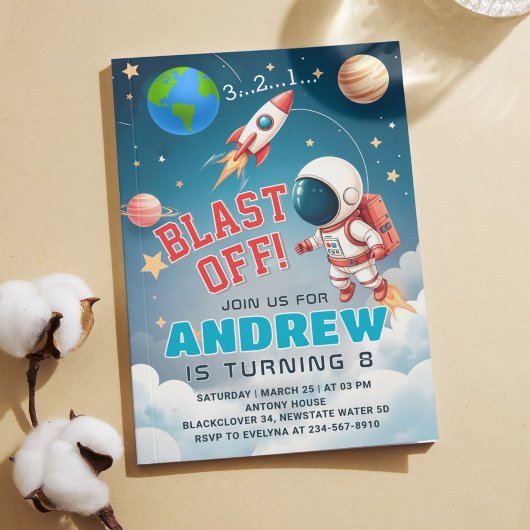 Astronaut ontploft van verjaardagsfeest in de ruim kaart