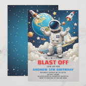 Astronaut ontploft van verjaardagsfeestje Galaxy Kaart (Voorkant / Achterkant)