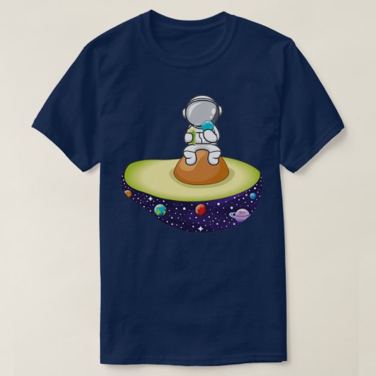 Astronaut op Avocado in de ruimte T-shirt (Design voorkant)
