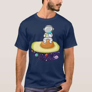 Astronaut op Avocado in de ruimte T-shirt