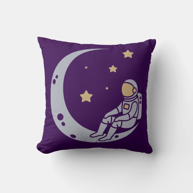 Astronaut op Crescent Moon Design - Sierkussen (Voorkant)
