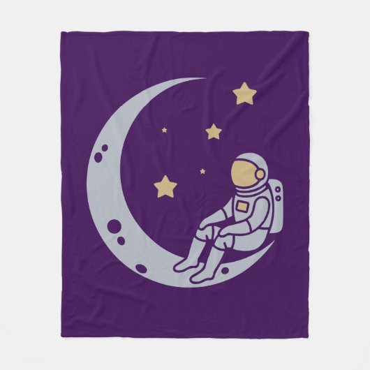 Astronaut op Crescent Moon Design - Sierkussen Fleece Deken (Voorkant)