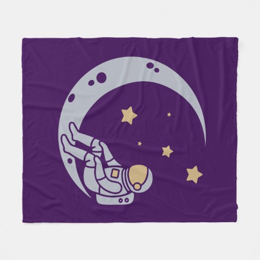 Astronaut op Crescent Moon Design - Sierkussen Fleece Deken (Voorkant (Horizontaal))