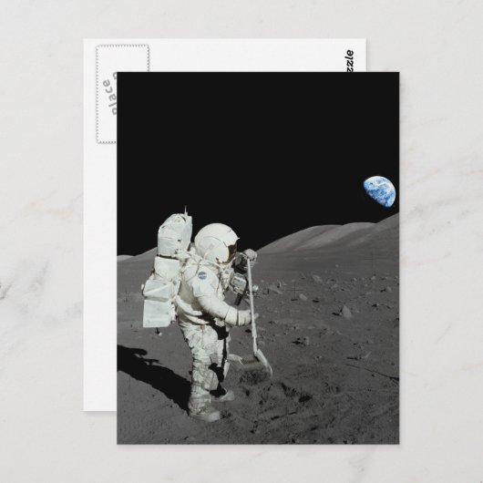Astronaut op de maan briefkaart (Voorkant / Achterkant)