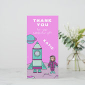 Astronaut op de Maan Dank Je Inserts je Gezicht Bedankkaart (Staand voorkant)