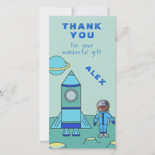 Astronaut op de maan Dank je neemt je gezicht in Bedankkaart
