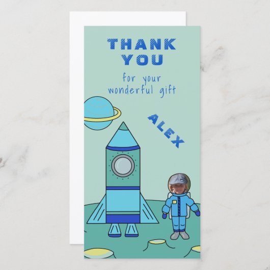 Astronaut op de Maan Dank u Plaats uw gezicht Bedankkaart (Voorkant / Achterkant)