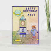 Astronaut op de maan in de ruimte Leuke Gelukkige  Kaart (Voorkant)