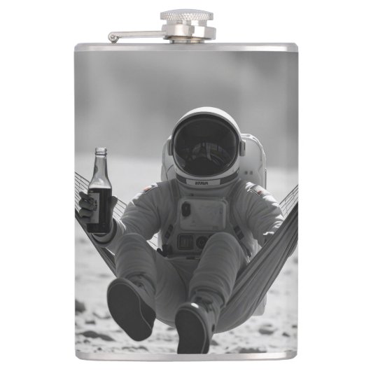 Astronaut op de maan met bier heupfles (Voorkant)