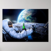 Astronaut op de maan met bier - poster (Voorkant)