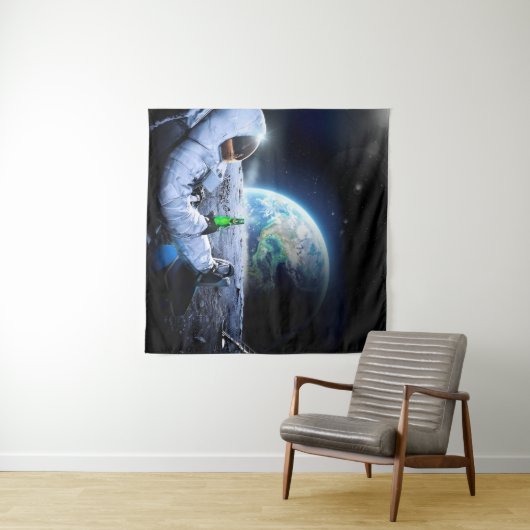 Astronaut op de maan met bier - Tapestry Wandkleed (In Situ (horizontaal))