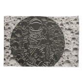 Astronaut op de maan ruimte zwart en grijs kussensloop (Achterkant)
