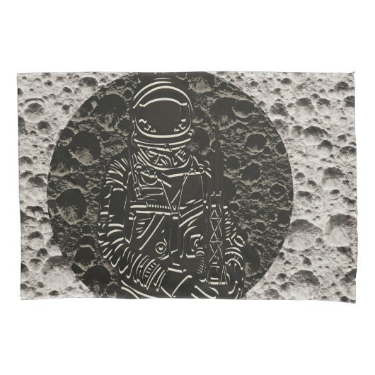 Astronaut op de maan ruimte zwart en grijs kussensloop (Voorkant)