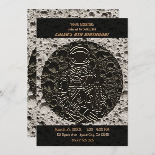 Astronaut op de Maan Ruimte Zwart & Grijs Kaart (Voorkant / Achterkant)